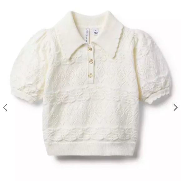 Janie and Jack Baby Girls Short Sleeve Crochet White Polo Size 12-18m - Picture 1 of 6